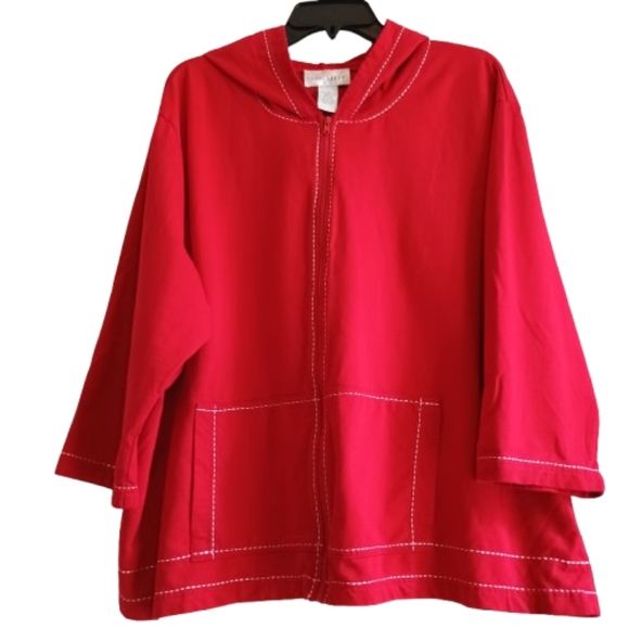 Sport Savvy‎ Women's Red Cotton Hooded Sweatshirt Size 3X  Contrast Stitching - Picture 1 of 14